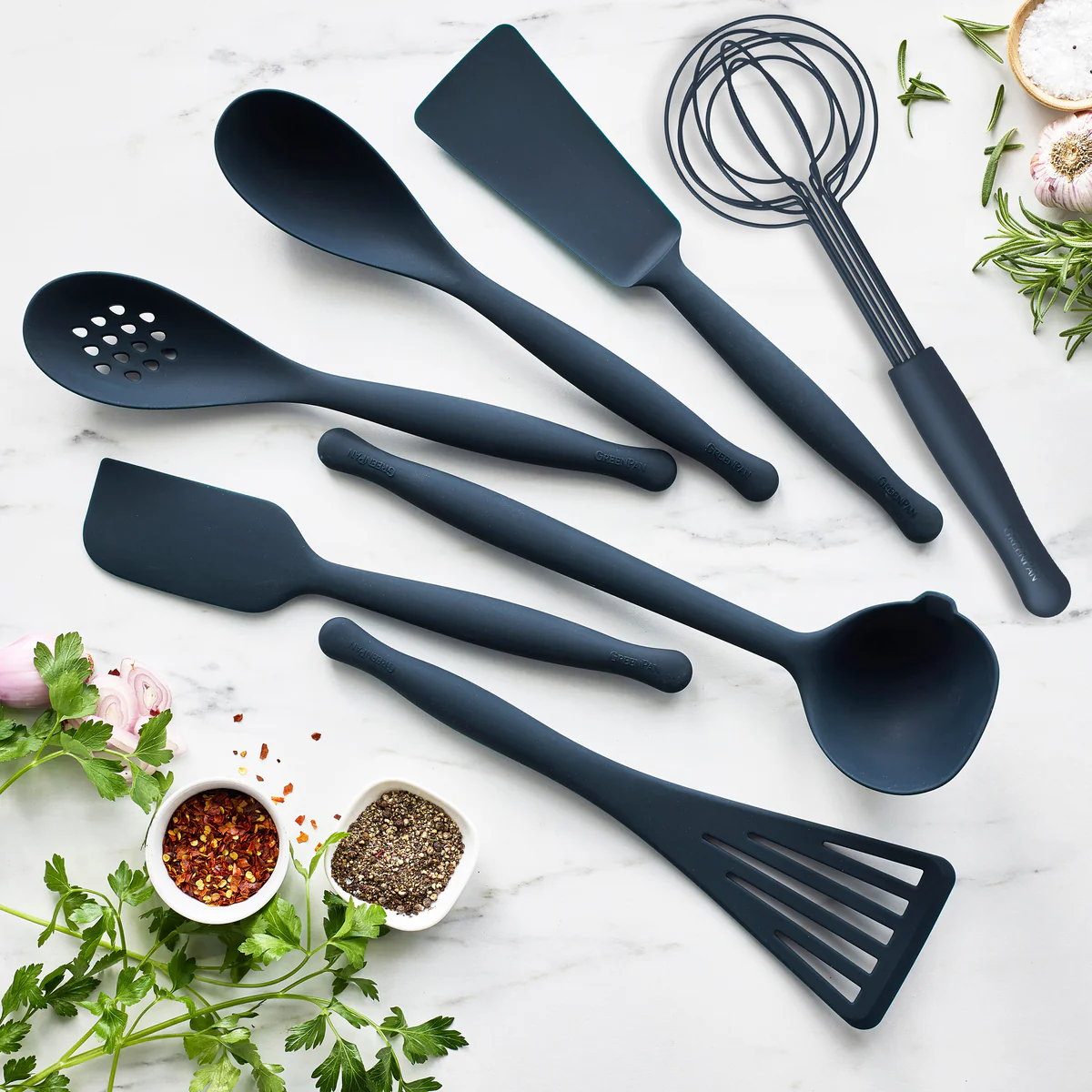 Premiere Silicone 8-Piece Utensil and Crock Set | Oxford Blue - Image 3