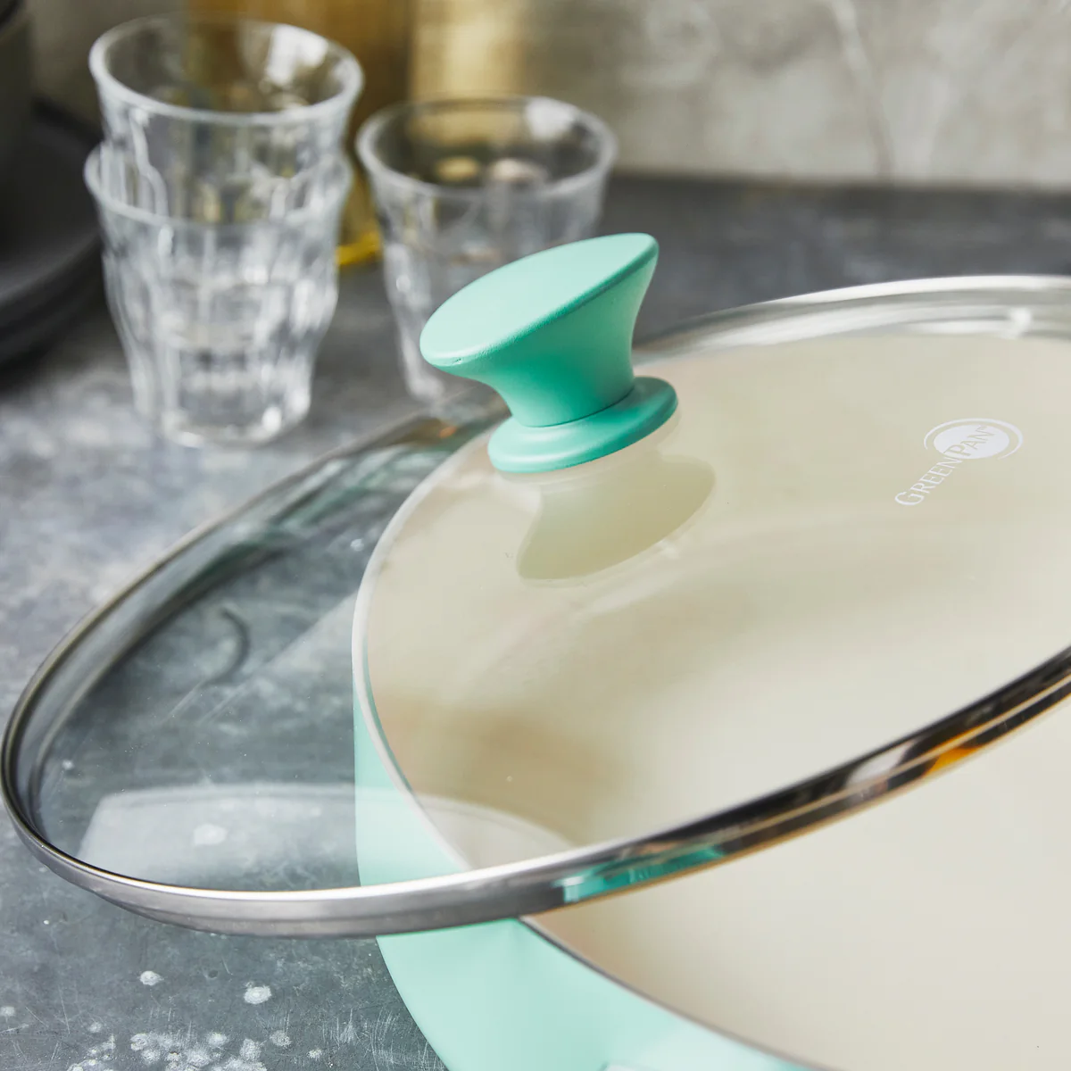 Rio Ceramic Nonstick 5-Quart Sauté Pan with Lid | Turquoise - Image 6