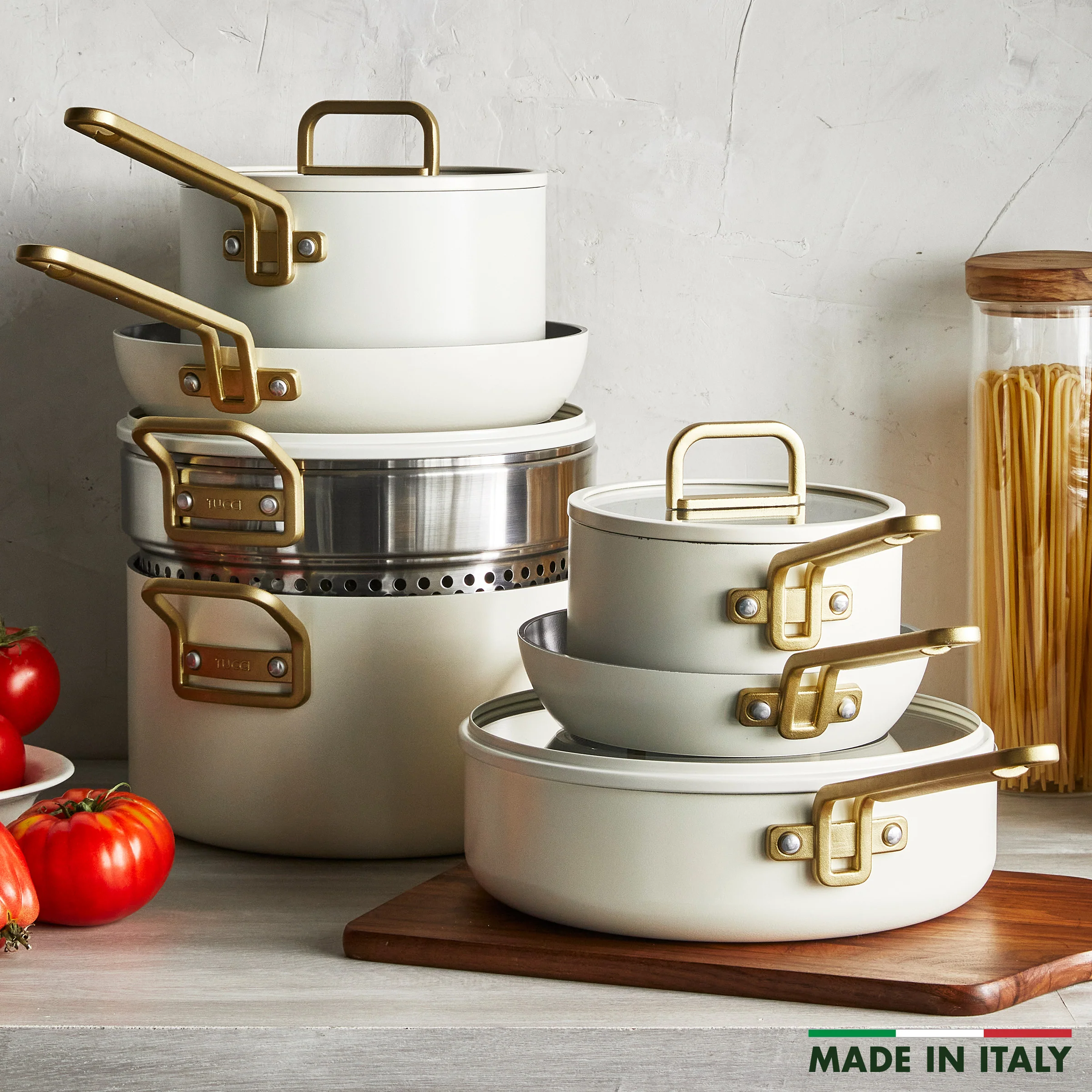Stanley Tucci™ Ceramic Nonstick 11-Piece Cookware Set | Carrara White - Image 3