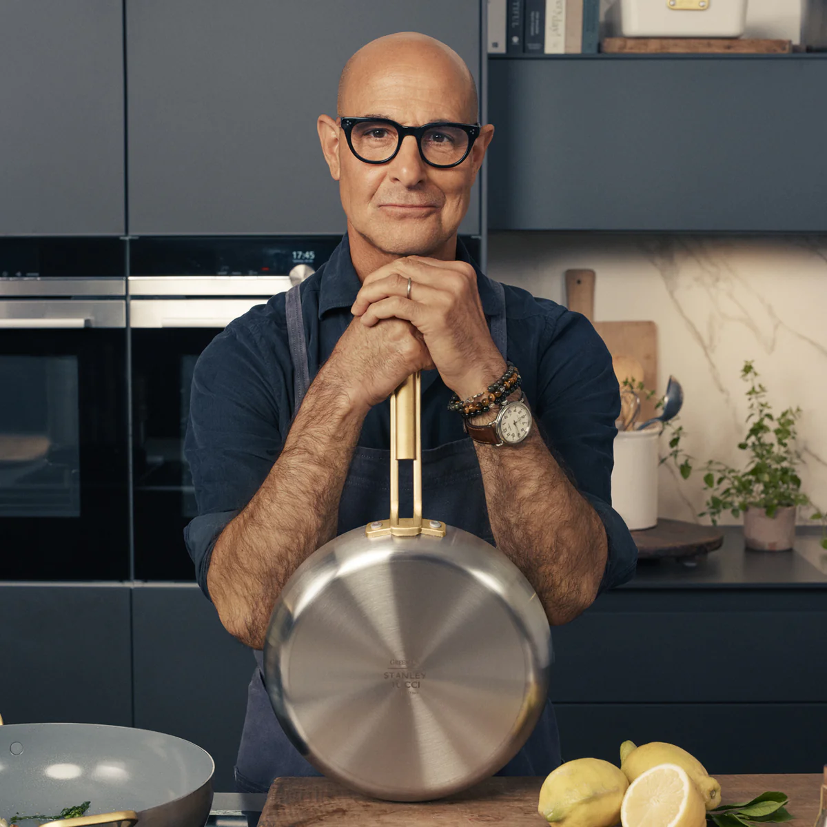 Stanley Tucci™ Stainless Steel Ceramic Nonstick 11-Piece Cookware Set | Champagne Handles - Image 13