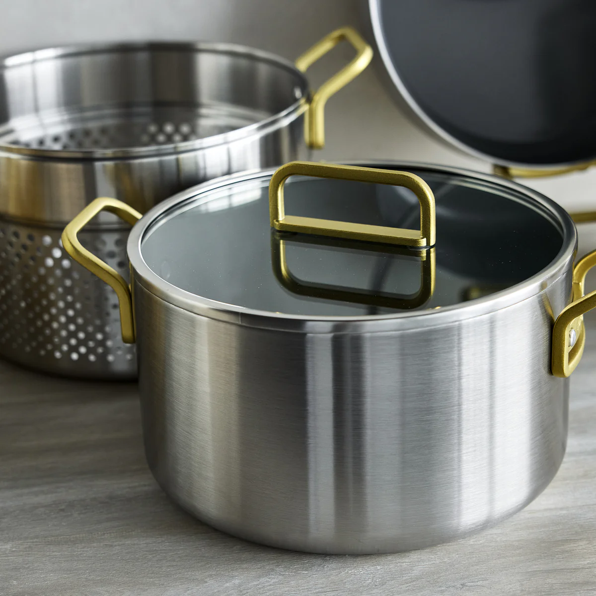 Stanley Tucci™ Stainless Steel Ceramic Nonstick 11-Piece Cookware Set | Champagne Handles - Image 9