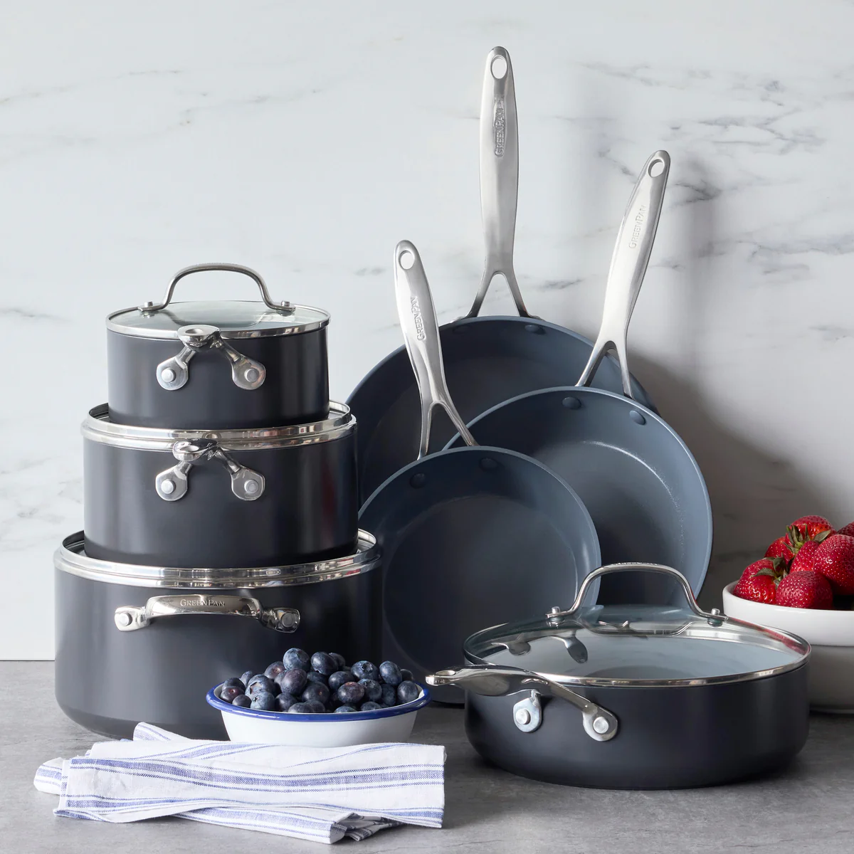 Valencia Pro Ceramic Nonstick 11-Piece Cookware Set | Gray - Image 4