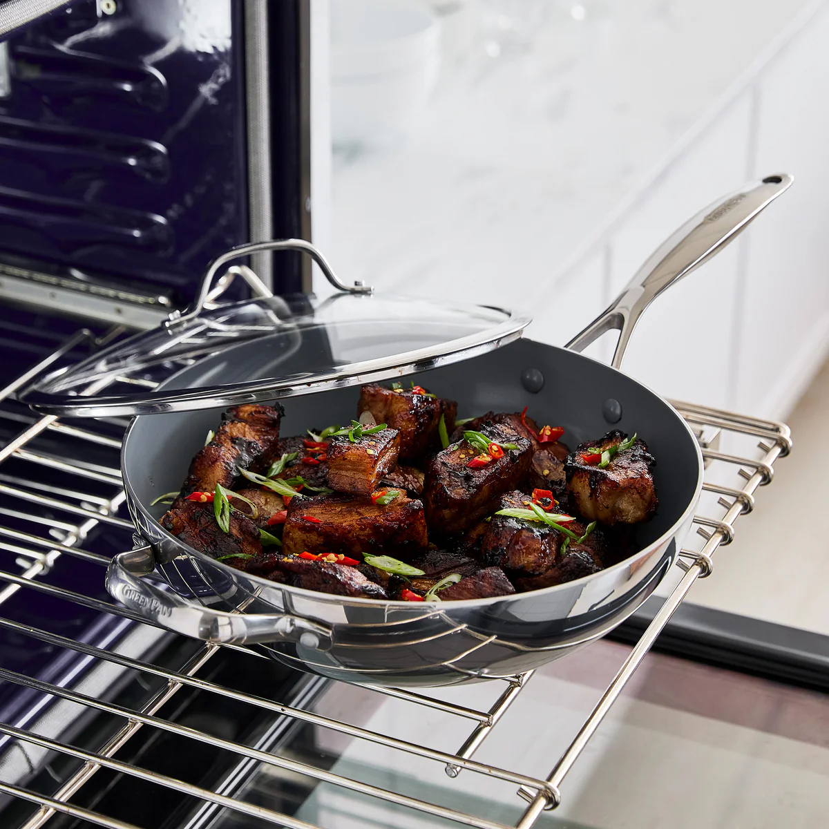 Valencia Pro Stainless Steel 12" Wok with Lid - Image 4