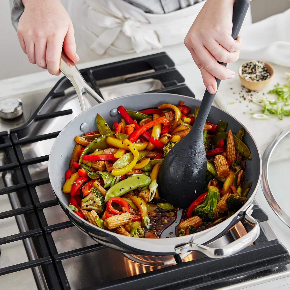 Valencia Pro Stainless Steel 12" Wok with Lid - Image 6
