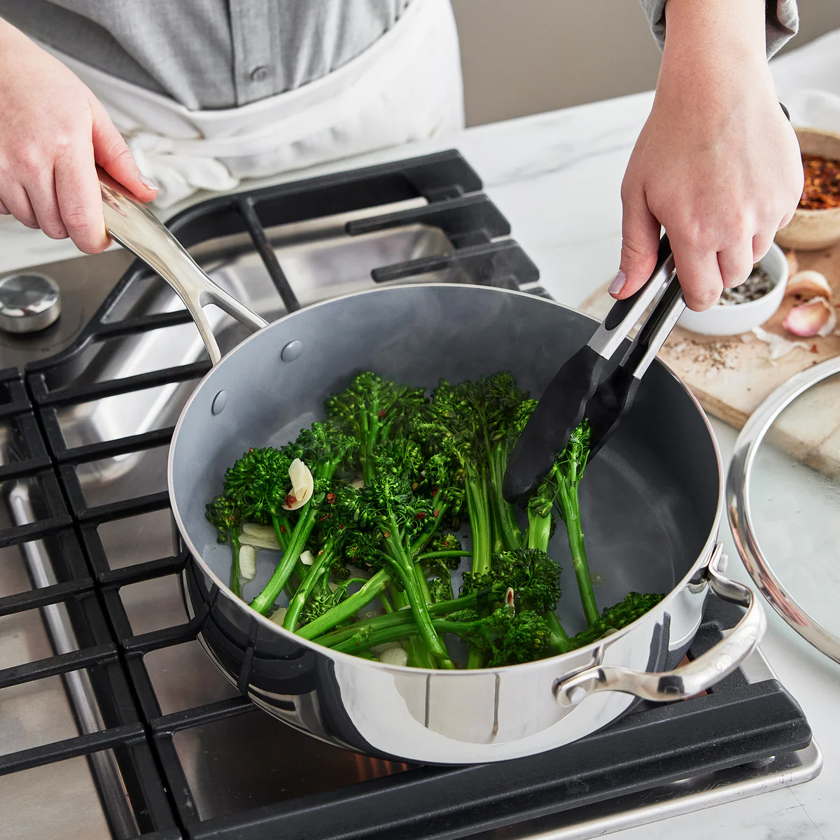 Valencia Pro Stainless Steel 5-Quart Sauté Pan with Lid - Image 5