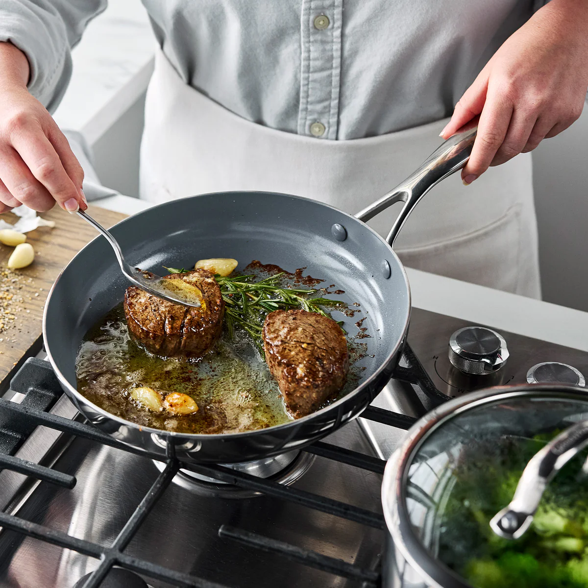 Valencia Pro Stainless Steel 8" and 10" Frypan Set - Image 7